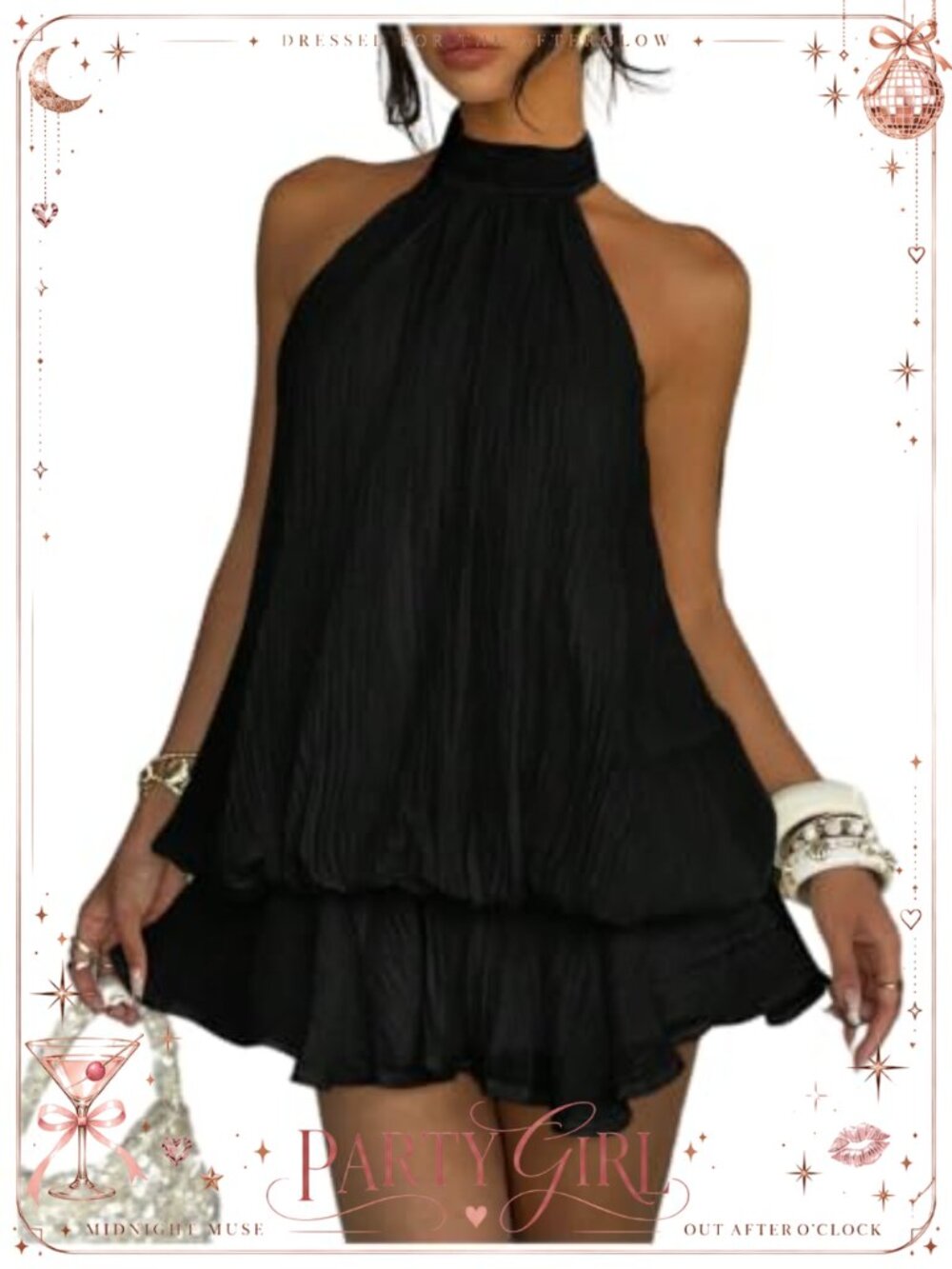 SweatyRocks Chiffon Backless Halter Mini Dress Bow Tie A-Line